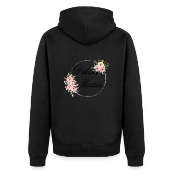 Zukünftige Braut Rosa Blumen - Passendes T-Shirt - Unisex Premium Bio Zip Hoodie - Schwarz - Hinten - Nico (187cm)