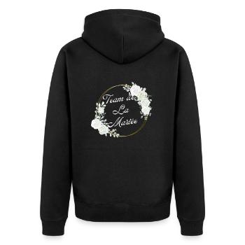 The Bride Team White Flower - Matching tshirt - Unisex Premium Organic Zip Hoodie - black - Back - Nico (187cm)
