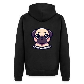 Süßer Mops Be my Valentine Valentinstag Geschenk - Unisex Premium Bio Zip Hoodie - Schwarz - Hinten - Nico (187cm)
