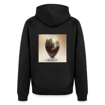 Calm in a Coffee Cup - Unisex Premium Organic Zip Hoodie - black - Back - Nico (187cm)