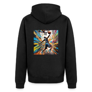 Basketball Player Color Splash - Unisex Premium Organic Zip Hoodie - black - Back - Nico (187cm)