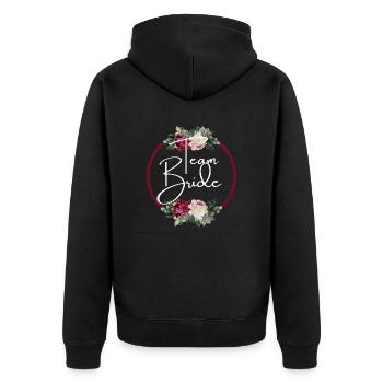 Team Floral Strap - Matching Tshirt - Unisex Premium Organic Zip Hoodie - black - Back - Nico (187cm)