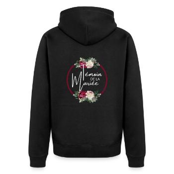 Blumen Braut Trauzeuge - passendes T-Shirt - Unisex Premium Bio Zip Hoodie - Schwarz - Hinten - Nico (187cm)