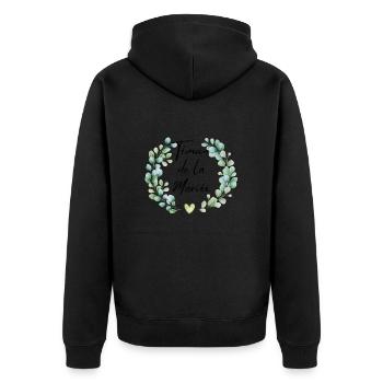 Blumen Braut Trauzeuge - passendes T-Shirt - Unisex Premium Bio Zip Hoodie - Schwarz - Hinten - Nico (187cm)