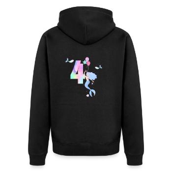 4e anniversaire sirène - Veste à capuche bio Premium Unisexe - noir - Dos - Nico (187cm)