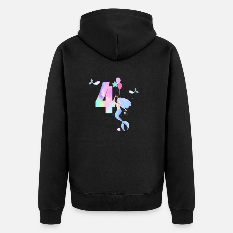 4e anniversaire sirène - Veste à capuche bio Premium Unisexe - noir