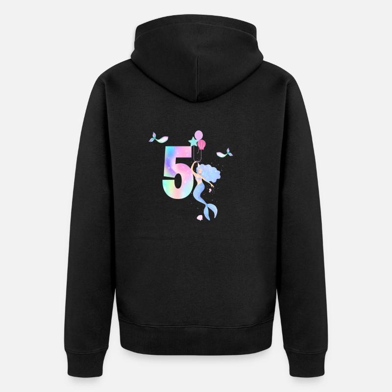 5e anniversaire sirène - Veste à capuche bio Premium Unisexe - noir