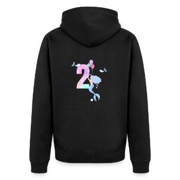 Meerjungfrau zum 2. Jahrestag - Unisex Premium Bio Zip Hoodie - Schwarz - Hinten - Nico (187cm)