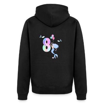 Meerjungfrau zum 8-jährigen Jubiläum - Unisex Premium Bio Zip Hoodie - Schwarz - Hinten - Nico (187cm)