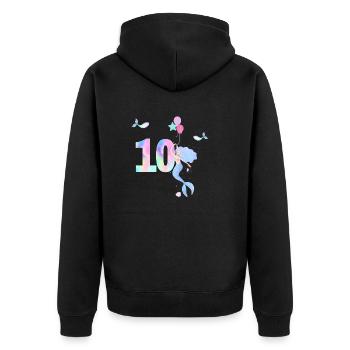 10e anniversaire sirène - Veste à capuche bio Premium Unisexe - noir - Dos - Nico (187cm)