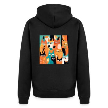 Boho Chats Plantes Abstraites - Veste à capuche bio Premium Unisexe - noir - Dos - Nico (187cm)