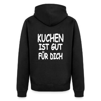 Kuchen - Unisex Premium Bio Zip Hoodie - Schwarz - Hinten - Nico (187cm)