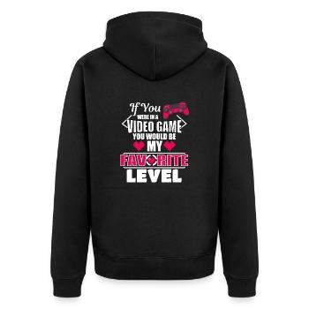 If You Were In A Video Game You Would Be My Fav - Unisex Premium Organic Zip Hoodie - black - Back - Nico (187cm)