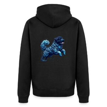 Newfy Wave of Joy - blue - Unisex Premium Bio Zip Hoodie - Schwarz - Hinten - Nico (187cm)