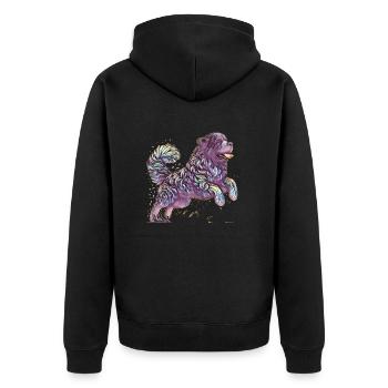 Newfoundland Wave of Joy - purple - Unisex Premium Bio Zip Hoodie - Schwarz - Hinten - Nico (187cm)