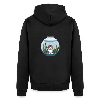 Aquatic Purr-spective - Unisex Premium Organic Zip Hoodie - black - Back - Nico (187cm)