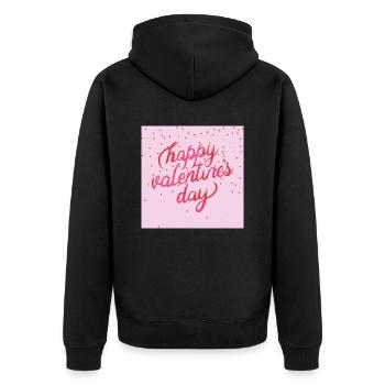 happy valentines day - Unisex Premium Bio Zip Hoodie - Schwarz - Hinten - Nico (187cm)