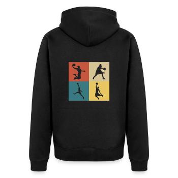 Retro Vintage Basketball - Unisex Premium Bio Zip Hoodie - Schwarz - Hinten - Nico (187cm)
