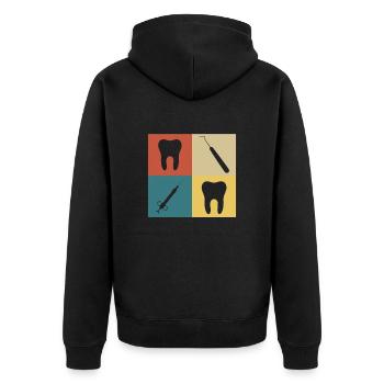 Dentiste vintage rétro - Veste à capuche bio Premium Unisexe - noir - Dos - Nico (187cm)