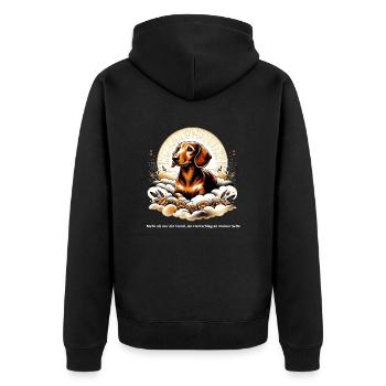 Rainbow Bridge Dachshund Grief Management - Unisex Premium Organic Zip Hoodie - black - Back - Nico (187cm)