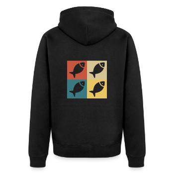 poisson vintage rétro - Veste à capuche bio Premium Unisexe - noir - Dos - Nico (187cm)