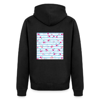 Kirsche Muster Cherry Pattern - Unisex Premium Organic Zip Hoodie - black - Back - Nico (187cm)