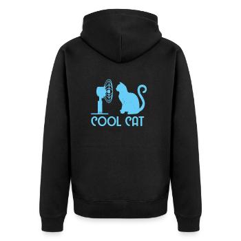 Cool Cat / Katze Bo-Grafik - Unisex Premium Bio Zip Hoodie - Schwarz - Hinten - Nico (187cm)