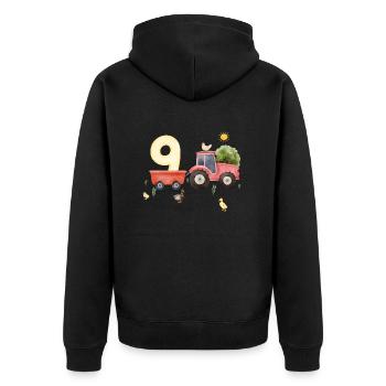 9th Anniversary Farm Agriculture - Unisex Premium Organic Zip Hoodie - black - Back - Nico (187cm)