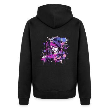 Belle femme peinture art visage femme colorée - Veste à capuche bio Premium Unisexe - noir - Dos - Nico (187cm)