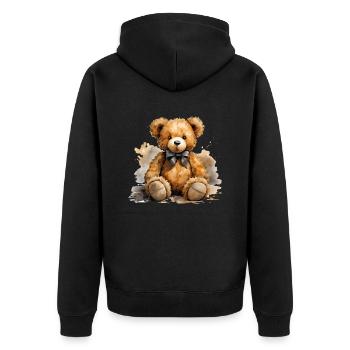 Plush bears are childhood memories - Unisex Premium Organic Zip Hoodie - black - Back - Nico (187cm)