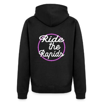 adrenaline river adventure awesome cool joke - Unisex Premium Bio Zip Hoodie - Schwarz - Hinten - Nico (187cm)