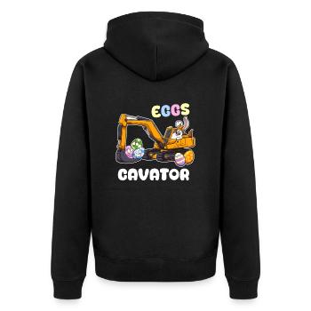 Eggscavator Oster-Wortspiel - Unisex Premium Bio Zip Hoodie - Schwarz - Hinten - Nico (187cm)