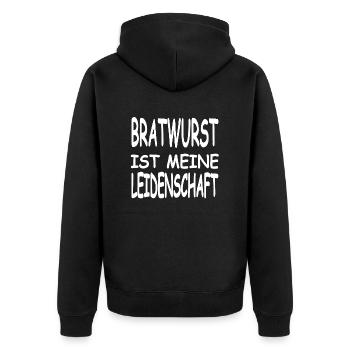 Bratwurst - Unisex Premium Bio Zip Hoodie - Schwarz - Hinten - Nico (187cm)