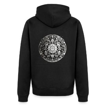 Mandala - Unisex Premium Bio Zip Hoodie - Schwarz - Hinten - Nico (187cm)