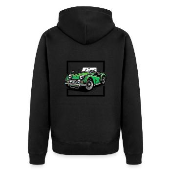 Vert Voiture classique - Veste à capuche bio Premium Unisexe - noir - Dos - Nico (187cm)