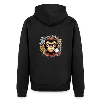 Affe angry schimpanse cartoon - Unisex Premium Bio Zip Hoodie - Schwarz - Hinten - Nico (187cm)