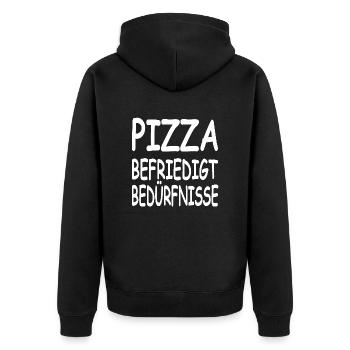 Pizza - Unisex Premium Bio Zip Hoodie - Schwarz - Hinten - Nico (187cm)