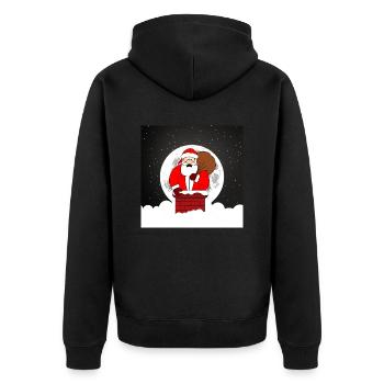Santa under the full moon - Unisex Premium Organic Zip Hoodie - black - Back - Nico (187cm)