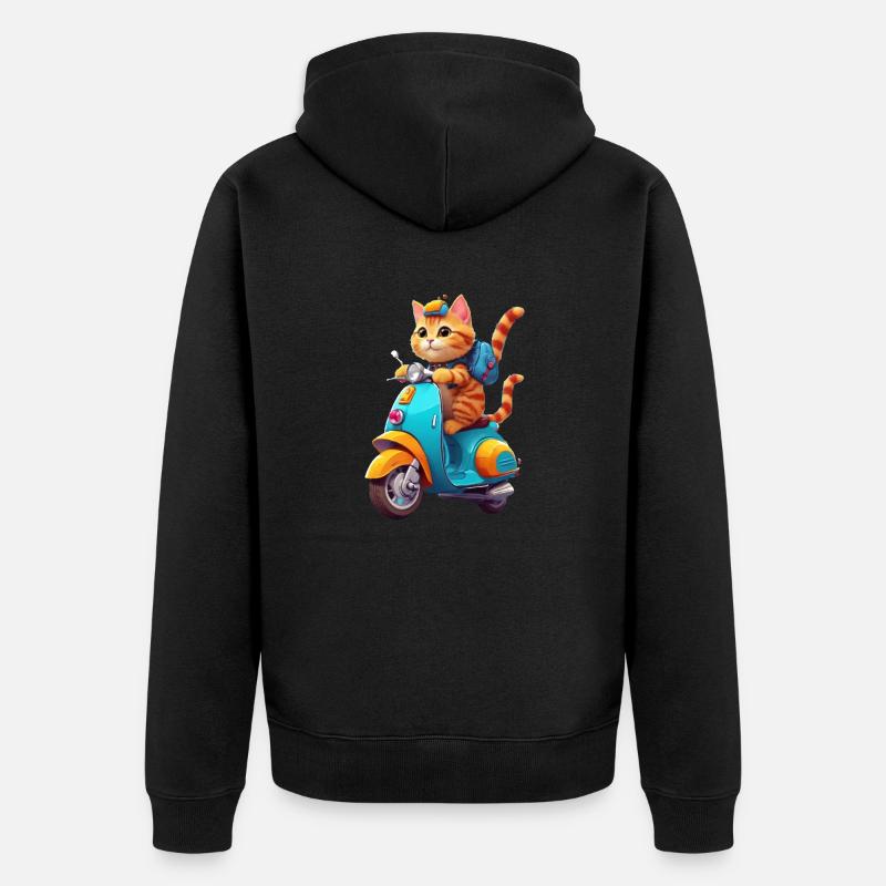 Cat Rides Scooter - Veste à capuche bio Premium Unisexe - noir