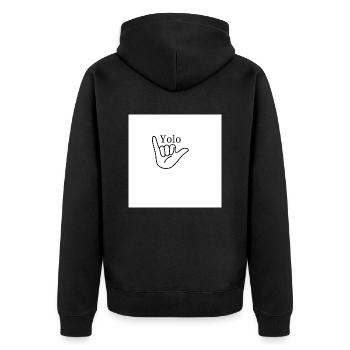 YOLO - Unisex Premium Organic Zip Hoodie - black - Back - Nico (187cm)