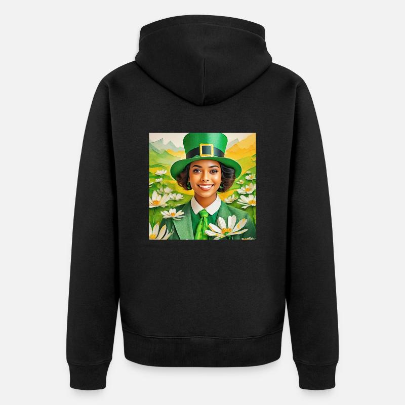 image saint patrick - Veste à capuche bio Premium Unisexe - noir