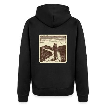 Randonnée, Randonnée, Montagnes, Nature, Camping, Sommet, Alpes - Veste à capuche bio Premium Unisexe - noir - Dos - Nico (187cm)