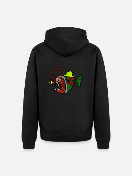 Anglerfisch - Unisex Premium Bio Zip Hoodie - Schwarz