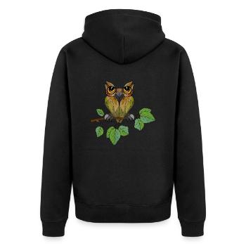 Bunter Vogel - Unisex Premium Bio Zip Hoodie - Schwarz - Hinten - Nico (187cm)