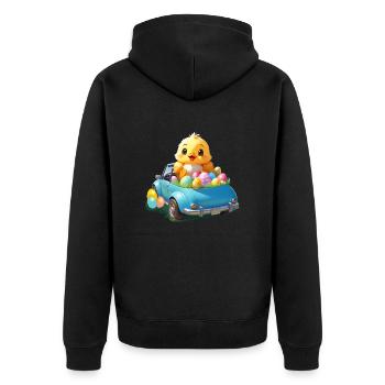 Küken Autofahrerin - Unisex Premium Bio Zip Hoodie - Schwarz - Hinten - Nico (187cm)