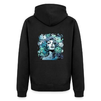 Schöne weibliche Malkunst Gesicht bunte Frau - Unisex Premium Bio Zip Hoodie - Schwarz - Hinten - Nico (187cm)