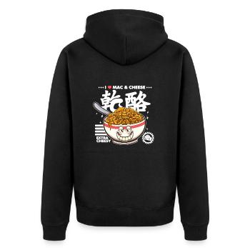 I Love Mac & Cheese Cartoon - Unisex Premium Organic Zip Hoodie - black - Back - Nico (187cm)