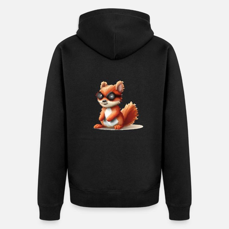 Pixou das Eichhörnchen - Unisex Premium Bio Zip Hoodie - Schwarz