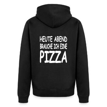 Pizza - Unisex Premium Bio Zip Hoodie - Schwarz - Hinten - Nico (187cm)