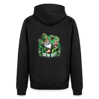 Funny st patricks day GO'N GIT! patty's day - Unisex Premium Organic Zip Hoodie - black - Back - Nico (187cm)